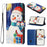 For iPhone 16 Pro Wallet Case Christmas Pattern Printing Leather Phone Cover with Lanyard - Gift Box Snowman - 5