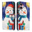 For iPhone 16 Wallet Case Christmas Pattern Printing Leather Phone Cover with Lanyard - Gift Box Snowman - 1