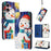 For iPhone 16 Wallet Case Christmas Pattern Printing Leather Phone Cover with Lanyard - Gift Box Snowman - 2