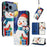 For iPhone 18 Pro / 17 Pro Wallet Case Christmas Pattern Printing Leather Phone Cover with Lanyard - Gift Box Snowman - 2