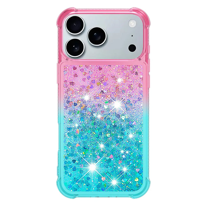 For iPhone 18 Pro Max / 17 Pro Max TPU Case Gradient Quicksand Phone Back Cover - Pink+Sky Blue - 2