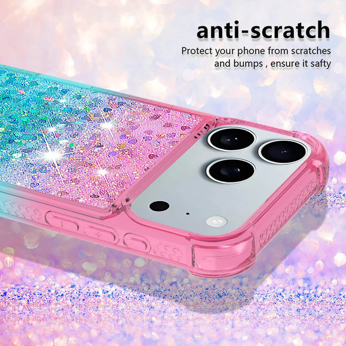 For iPhone 18 Pro Max / 17 Pro Max TPU Case Gradient Quicksand Phone Back Cover - Pink+Sky Blue - 4