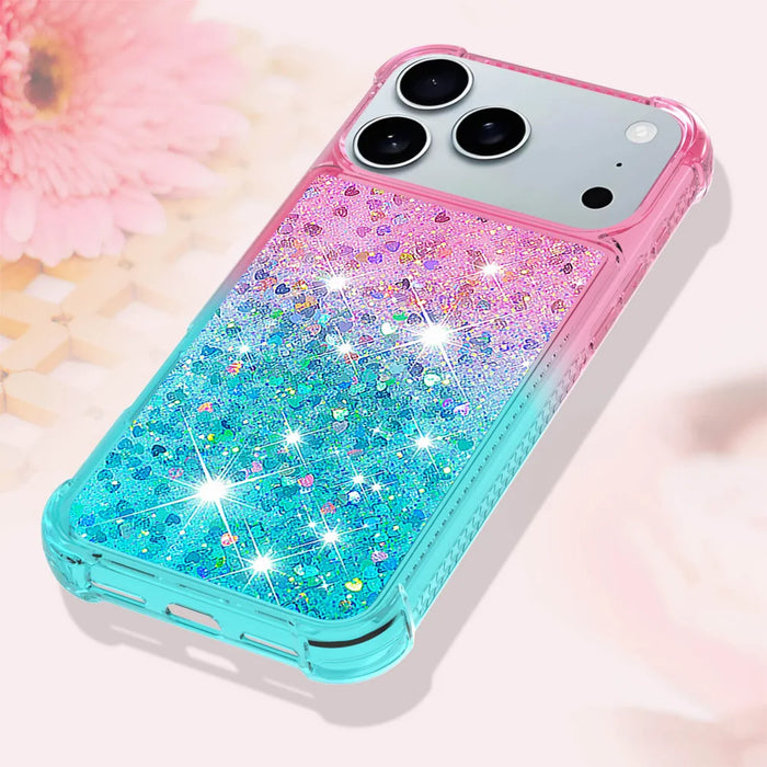 For iPhone 18 Pro / 17 Pro TPU Case Gradient Quicksand Phone Back Cover - Pink+Sky Blue - 6