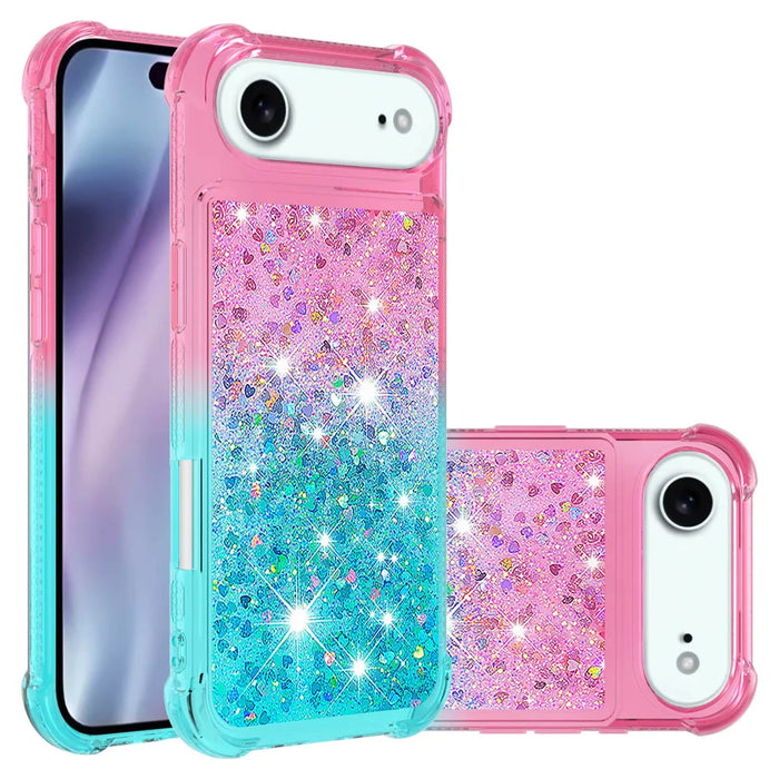 For iPhone Air TPU Case Gradient Quicksand Phone Back Cover - Pink+Sky Blue - 1