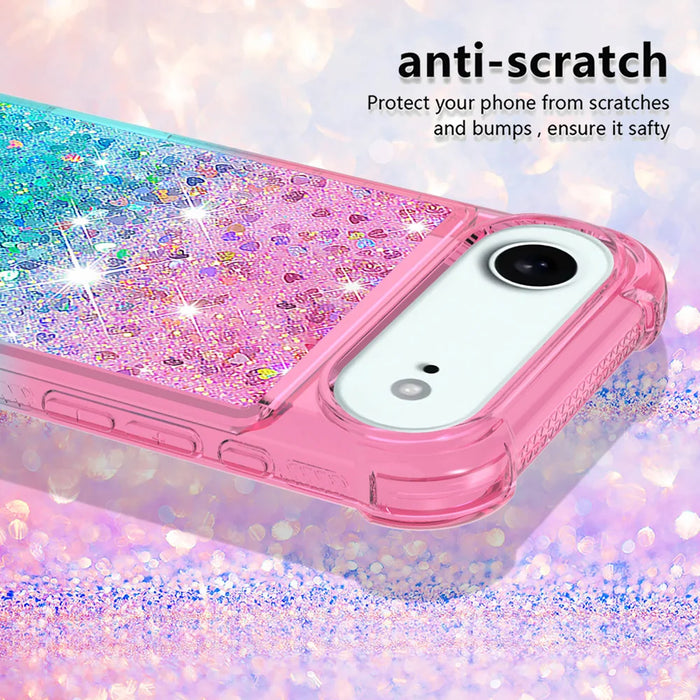 For iPhone Air TPU Case Gradient Quicksand Phone Back Cover - Pink+Sky Blue - 4