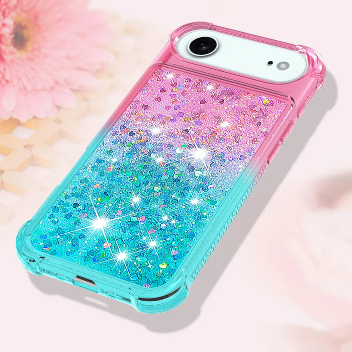 For iPhone Air TPU Case Gradient Quicksand Phone Back Cover - Pink+Sky Blue - 6
