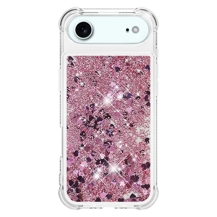 For iPhone Air TPU Case Glitter Quicksand Shockproof Phone Back Cover - Rose Gold / Hearts - 2