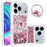 For iPhone 18 Pro Max / 17 Pro Max TPU Case with Kickstand Quicksand Shockproof Cover - Rose Gold / Hearts - 1