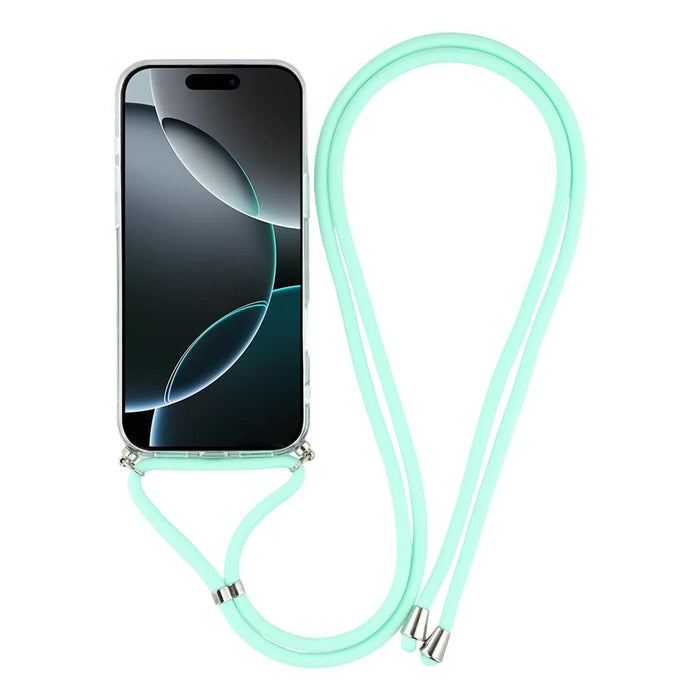 For iPhone 17 Pro Max Case Cute Bling TPU Epoxy Phone Cover with Lanyard - Green - 2