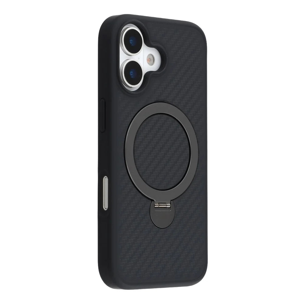 For iPhone 17 Case Compatible with MagSafe Kickstand TPU + PC Phone Cover Carbon Fiber Texture - 1