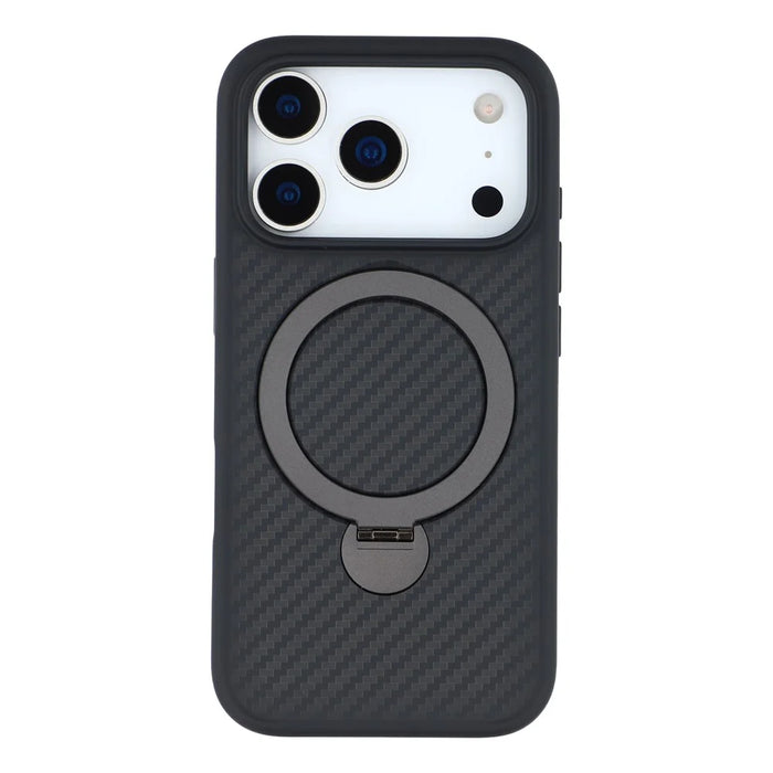 For iPhone 17 Pro Max Case Compatible with MagSafe Kickstand TPU + PC Phone Cover Carbon Fiber Texture - 3