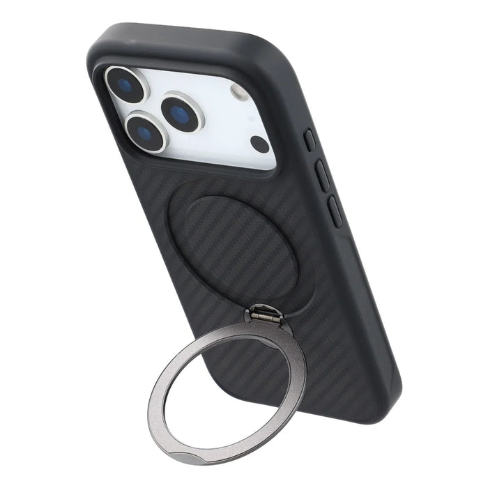 For iPhone 17 Pro Max Case Compatible with MagSafe Kickstand TPU + PC Phone Cover Carbon Fiber Texture - 4