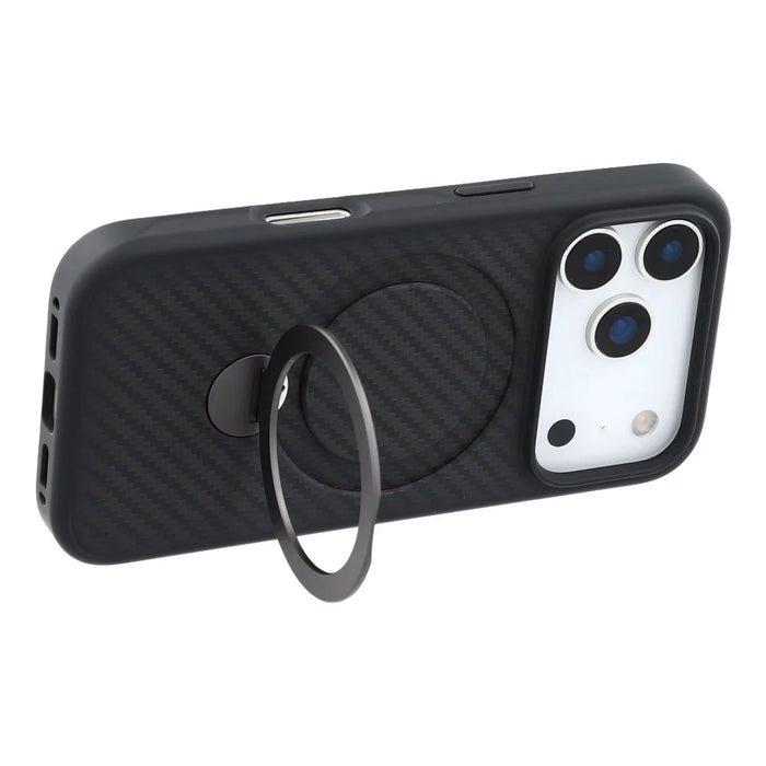 For iPhone 17 Pro Case Compatible with MagSafe Kickstand TPU + PC Phone Cover Carbon Fiber Texture - 5
