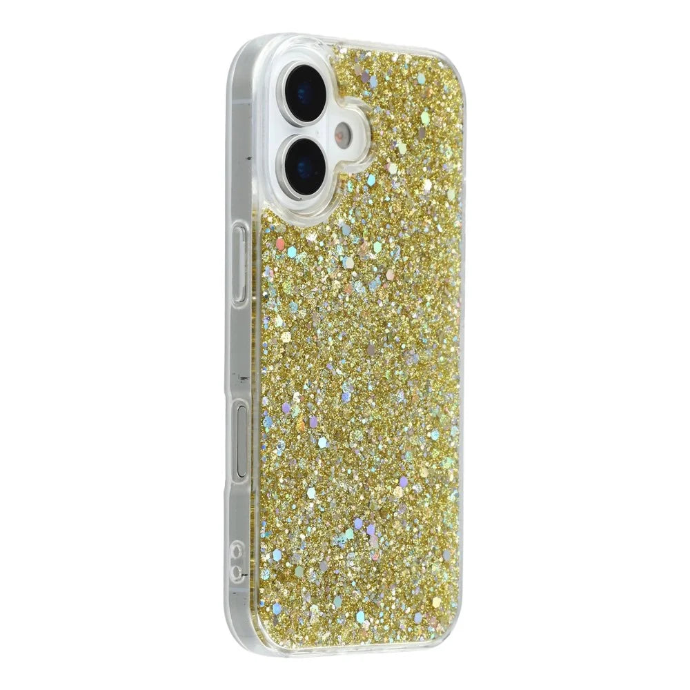 For iPhone 17 Case Shockproof Soft TPU Phone Cover Glittery Design - Gold - 1