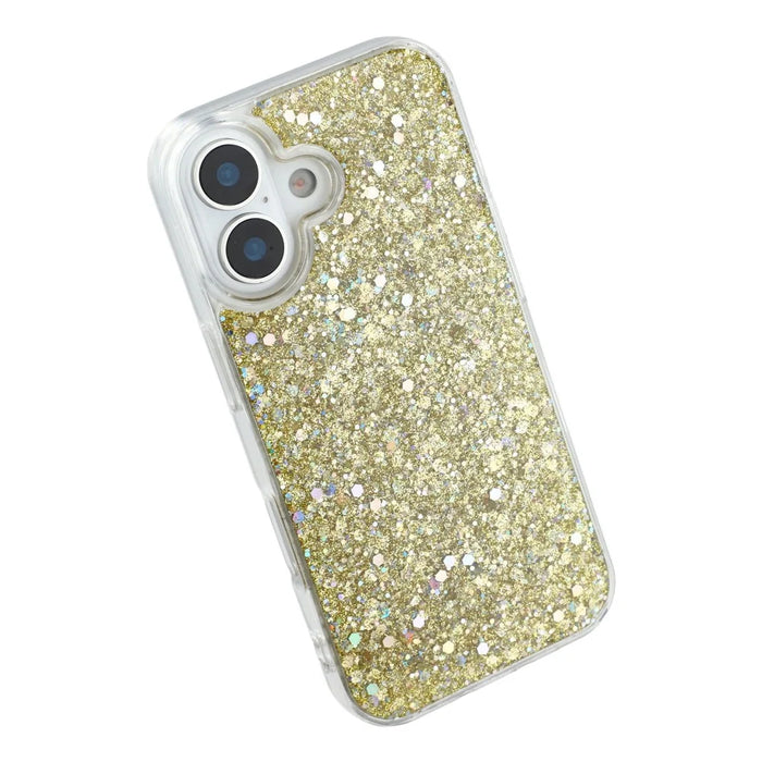 For iPhone 17 Case Shockproof Soft TPU Phone Cover Glittery Design - Gold - 4