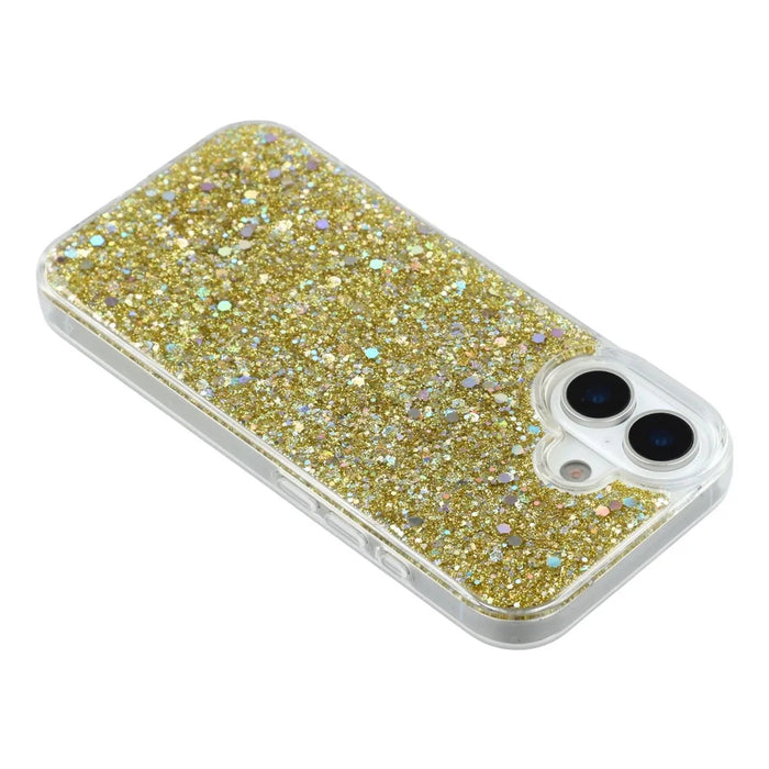 For iPhone 17 Case Shockproof Soft TPU Phone Cover Glittery Design - Gold - 6
