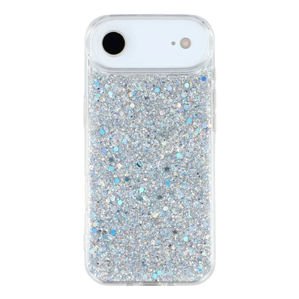 For iPhone Air Case Shockproof Soft TPU Phone Cover Glittery Design - Silver - 3