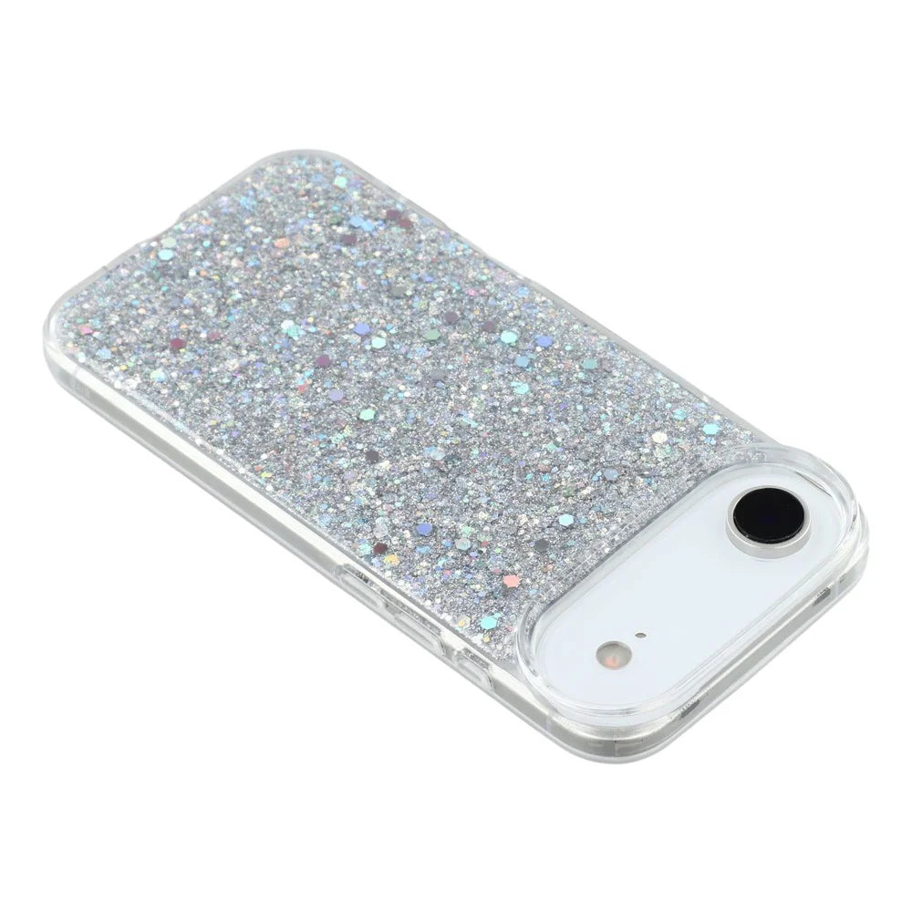 For iPhone Air Case Shockproof Soft TPU Phone Cover Glittery Design - Silver - 5