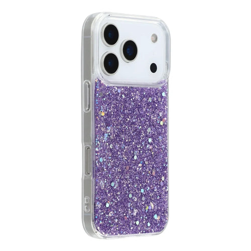 For iPhone 17 Pro Max Case Shockproof Soft TPU Phone Cover Glittery Design - Purple - 1