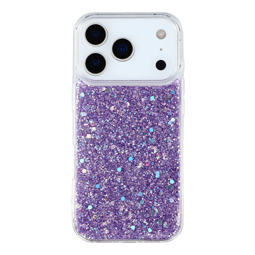 For iPhone 17 Pro Max Case Shockproof Soft TPU Phone Cover Glittery Design - Purple - 3