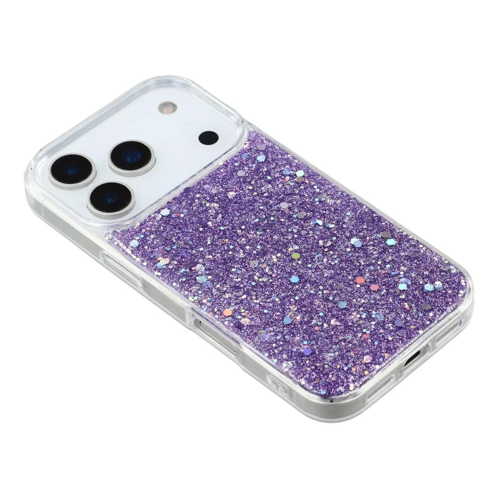 For iPhone 17 Pro Max Case Shockproof Soft TPU Phone Cover Glittery Design - Purple - 4