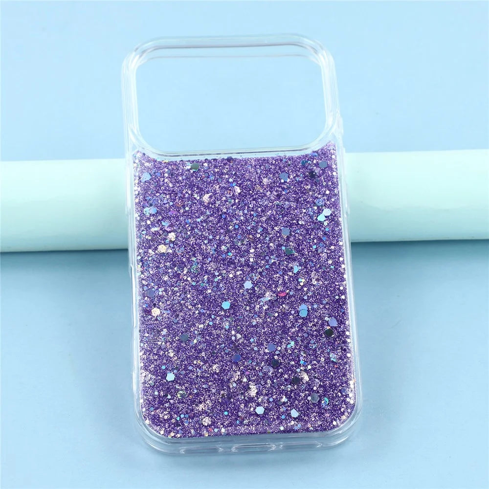 For iPhone 17 Pro Max Case Shockproof Soft TPU Phone Cover Glittery Design - Purple - 6