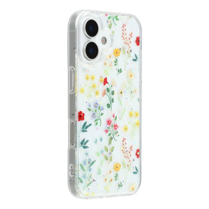 For iPhone 17 Case Glitter Flower Epoxy Shockproof Phone Cover - Style C - 1