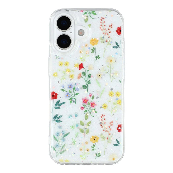 For iPhone 17 Case Glitter Flower Epoxy Shockproof Phone Cover - Style C - 3