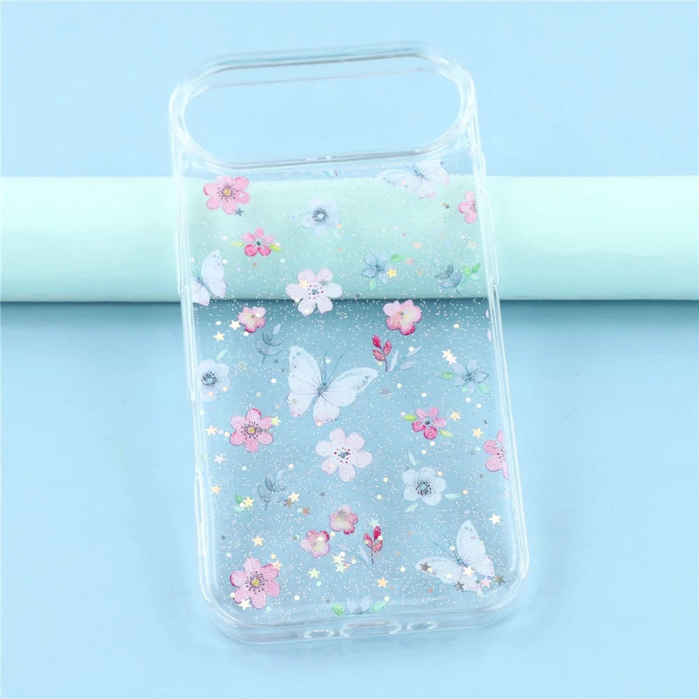 For iPhone Air Case Glitter Flower Epoxy Shockproof Phone Cover - Style D - 6