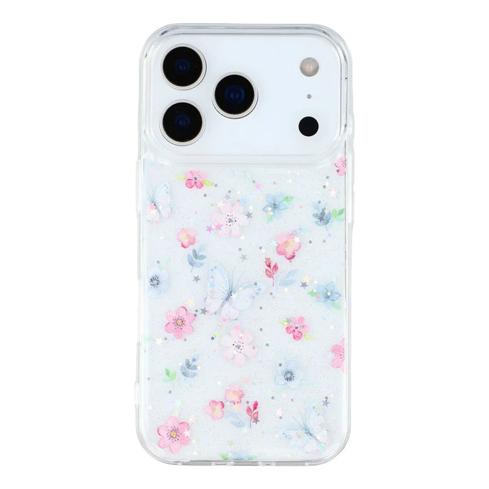 For iPhone 17 Pro Case Glitter Flower Epoxy Shockproof Phone Cover - Style D - 3