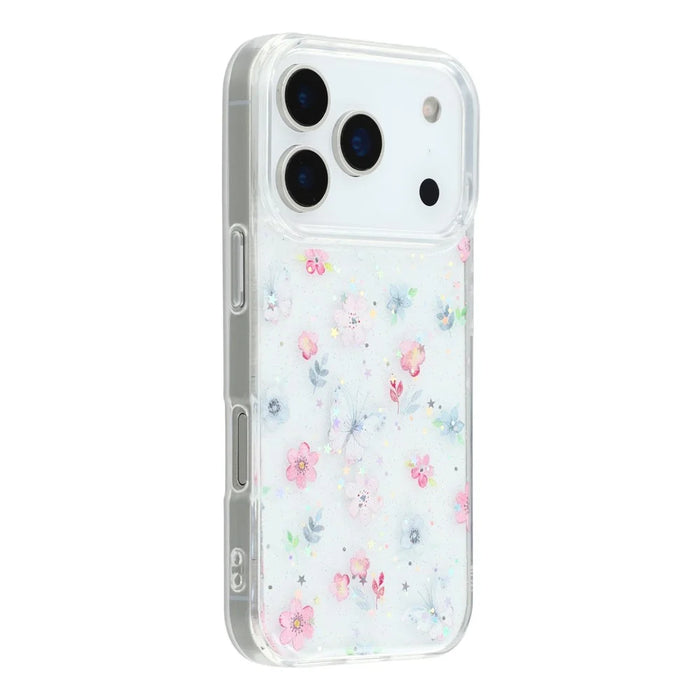 For iPhone 17 Pro Max Case Glitter Flower Epoxy Shockproof Phone Cover - Style D - 1
