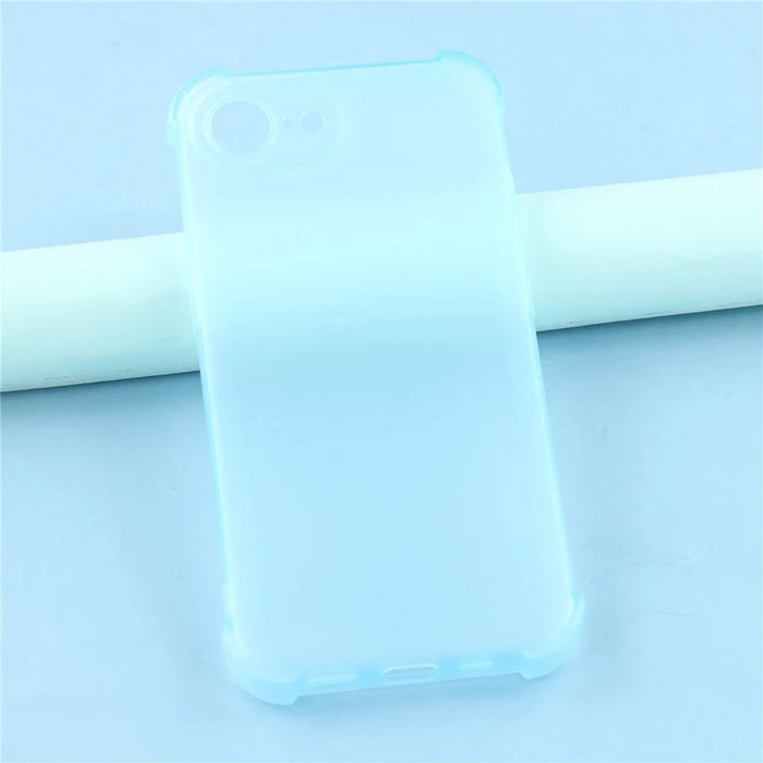 For iPhone 17e / 16e Case Skin Touch Matte TPU Phone Back Cover Precise Cutouts - Transparent Blue - 6