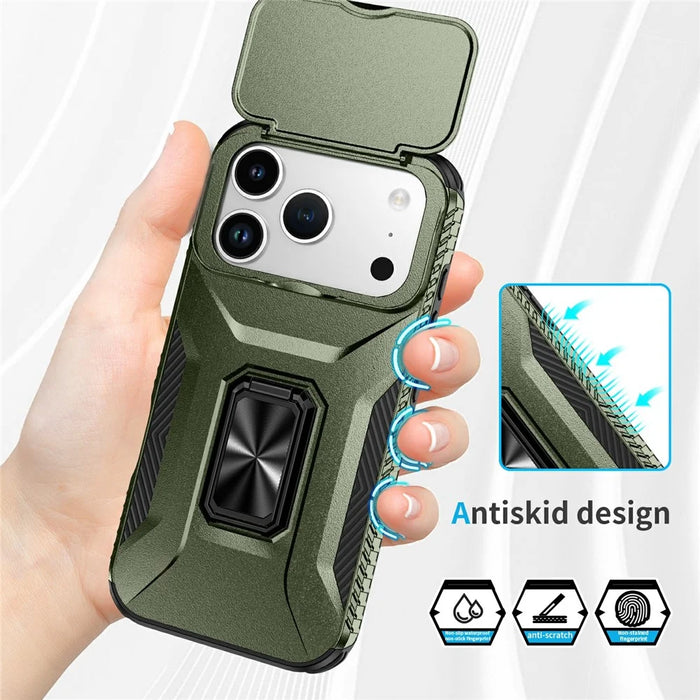 For iPhone 18 Pro / 17 Pro Case Camshield Kickstand TPU + PC Anti-Slip Phone Cover - Green - 5