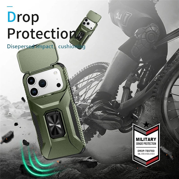 For iPhone 18 Pro / 17 Pro Case Camshield Kickstand TPU + PC Anti-Slip Phone Cover - Green - 7