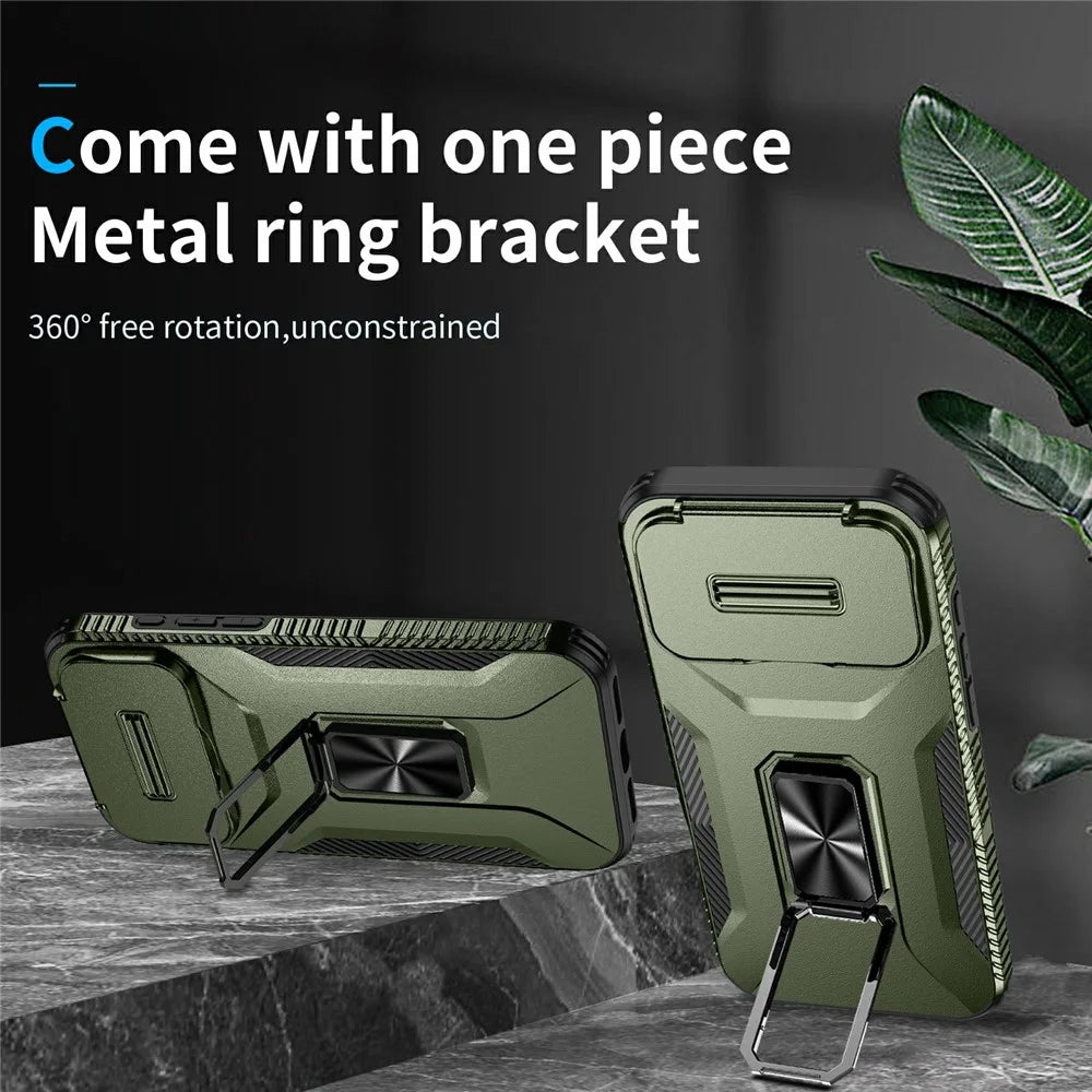 For iPhone 18 Pro Max / 17 Pro Max Case Camshield Kickstand TPU + PC Anti-Slip Phone Cover - Green - 2