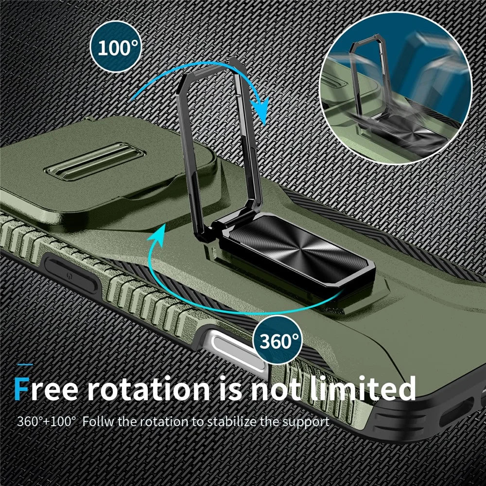 For iPhone 18 Pro Max / 17 Pro Max Case Camshield Kickstand TPU + PC Anti-Slip Phone Cover - Green - 4