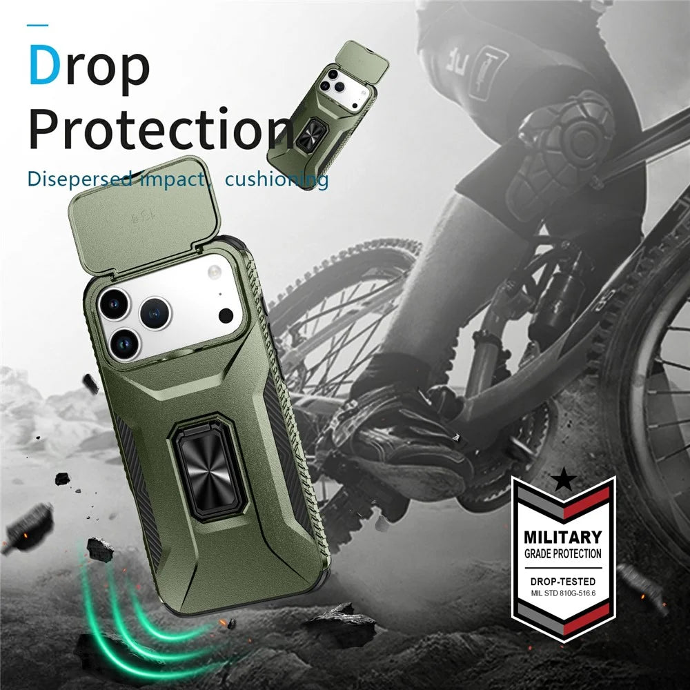 For iPhone 18 Pro Max / 17 Pro Max Case Camshield Kickstand TPU + PC Anti-Slip Phone Cover - Green - 7