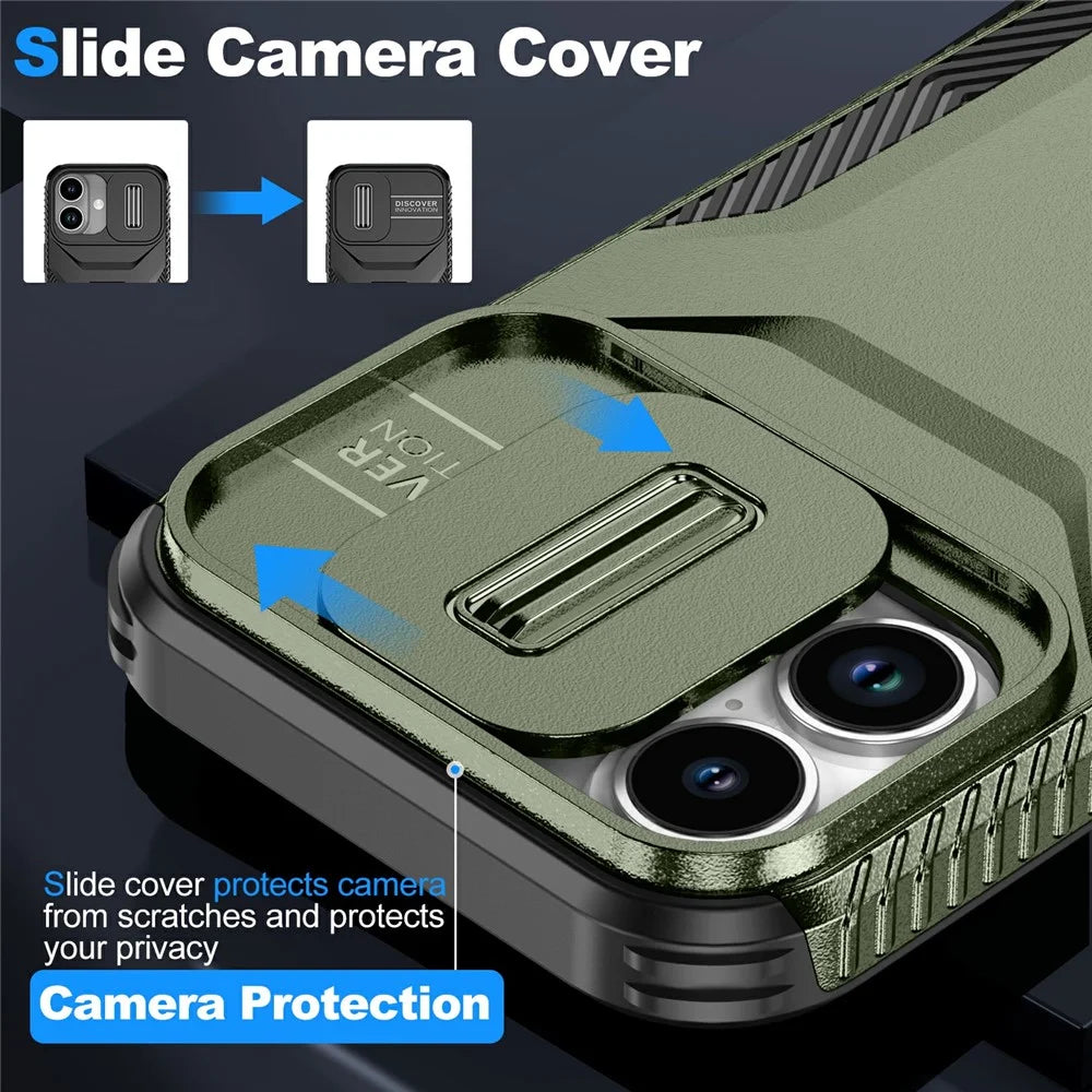 For iPhone 17 Case Camshield TPU + PC Phone Cover Non-Slip Side Edge - Green - 3