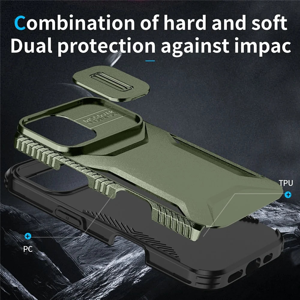 For iPhone 17 Case Camshield TPU + PC Phone Cover Non-Slip Side Edge - Green - 6