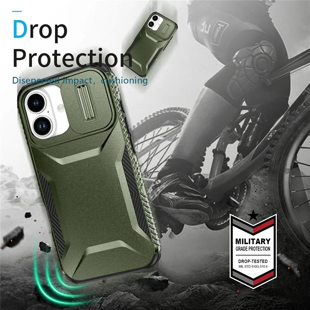 For iPhone 17 Case Camshield TPU + PC Phone Cover Non-Slip Side Edge - Green - 7