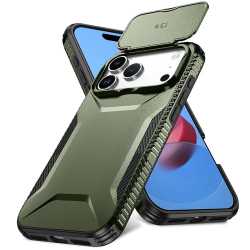 For iPhone 18 Pro Max / 17 Pro Max Case Camshield TPU + PC Phone Cover Non-Slip Side Edge - Green - 1