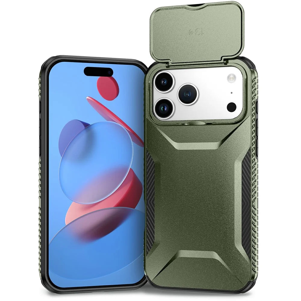 For iPhone 18 Pro Max / 17 Pro Max Case Camshield TPU + PC Phone Cover Non-Slip Side Edge - Green - 2
