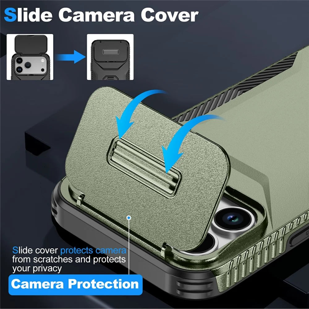 For iPhone 18 Pro Max / 17 Pro Max Case Camshield TPU + PC Phone Cover Non-Slip Side Edge - Green - 3