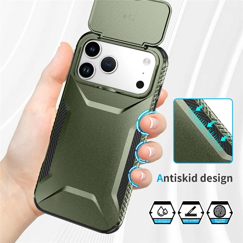 For iPhone 18 Pro Max / 17 Pro Max Case Camshield TPU + PC Phone Cover Non-Slip Side Edge - Green - 4