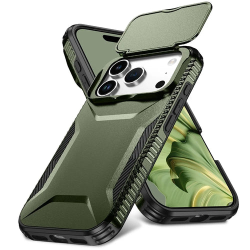 For iPhone 18 Pro / 17 Pro Case Camshield TPU + PC Phone Cover Non-Slip Side Edge - Green - 1