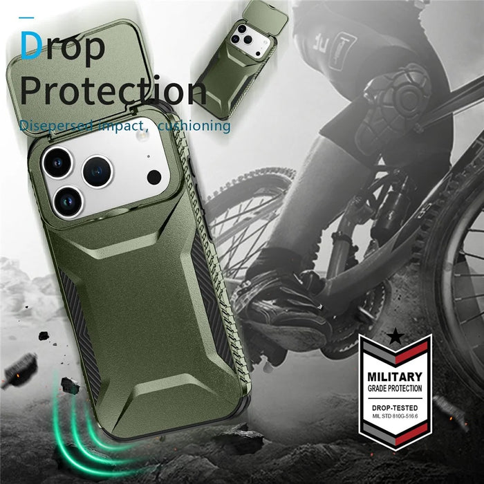 For iPhone 18 Pro / 17 Pro Case Camshield TPU + PC Phone Cover Non-Slip Side Edge - Green - 7