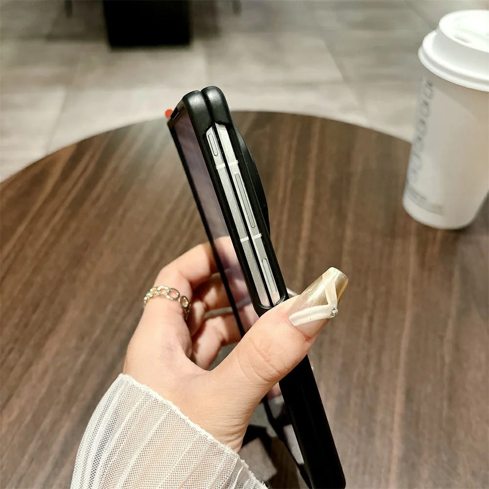 For vivo X Fold5 5G Case Hard PC Phone Cover with Tempered Glass Screen Protector - Black - 5