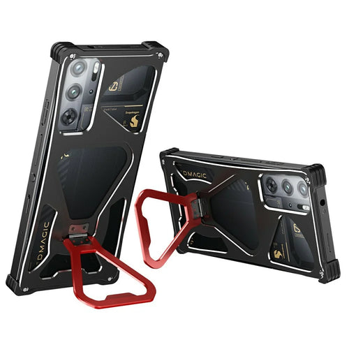 Metal Case for ZTE nubia RedMagic 10S Pro+ 5G / 10S Pro 5G / 10 Pro+ 5G / 10 Pro 5G / 9S Pro+ 5G / 9S Pro 5G / 9 Pro+ 5G / 9 Pro 5G Kickstand Cover - Black / Red - 1