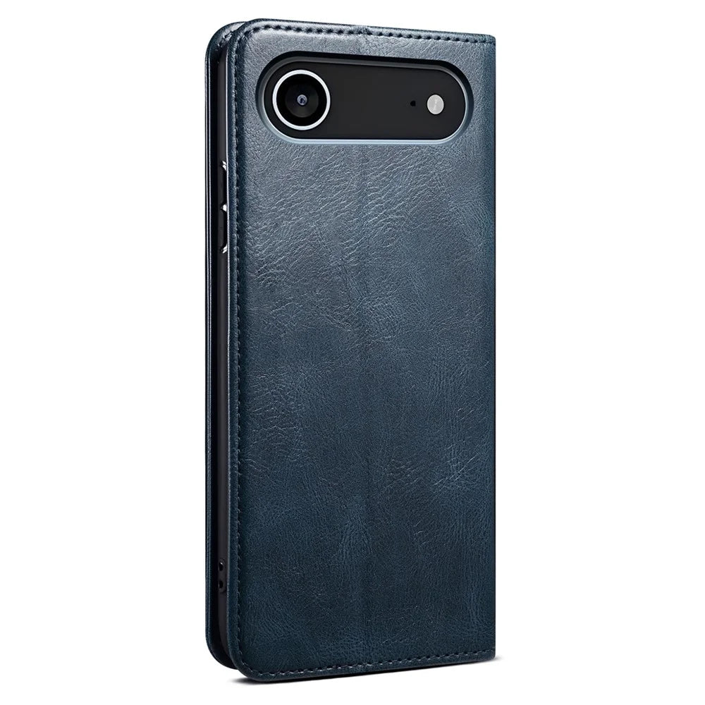 For iPhone Air Case Crazy Horse Texture Waxy Leather Wallet Stand Phone Cover - Blue - 6