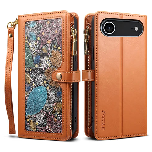 ESEBLE Galaxy Series For iPhone Air Case RFID Blocking Leather Zipper Phone Cover with Shoulder Strap + Wrist Strap - Brown - 1